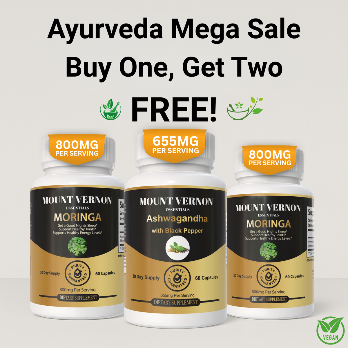 Ayurveda Wellness Combo – Moringa & Ashwagandha (Buy 1, Get 2)
